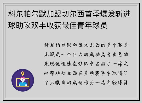 科尔帕尔默加盟切尔西首季爆发斩进球助攻双丰收获最佳青年球员